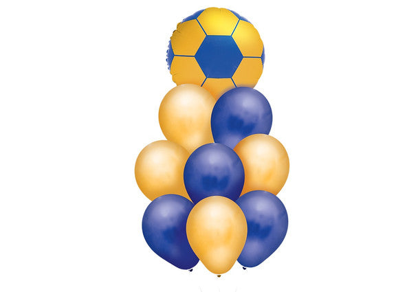 Conjunto Globos Boca Juniors Conjunto de Balões Premium de 9 Peças Conjunto de Balões de Mylar e Látex com Fita Prateada Balões Azuis e Amarelos para Decorações de Festas 