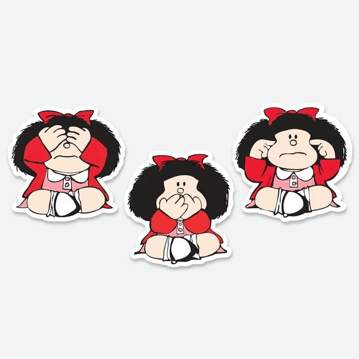 Set of 3 Mafalda Comic Argentinian Magnets - Collectible - 7 cm x 7 cm