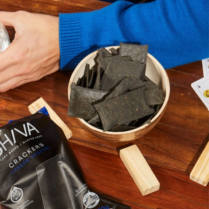 Shiva Crackers Carbón Vegetal Natural Charcoal Snack Vegan & Kosher Sourdough Crackers Masa Madre, 100 g / 3.5 oz ea (pack of 3)