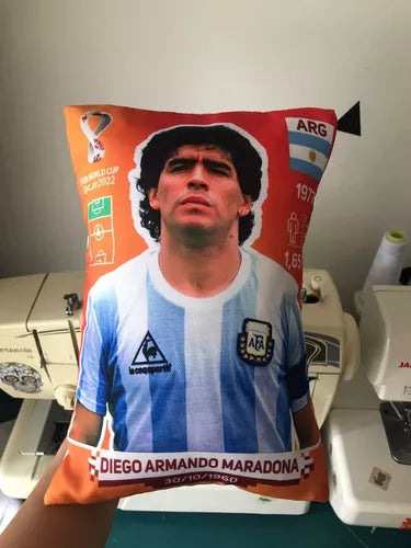 Small Maradona Qatar 2022 Selection Figurine-Style Pillow - Decorative & Fun