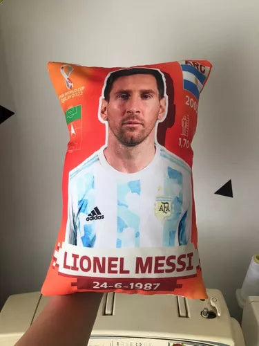 Small Messi Qatar 2022 Selection Figurine-Style Pillow - Decorative & Fun