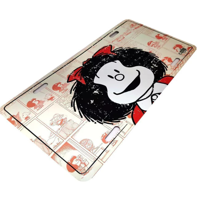 Smiling Mafalda Large Aluminum Plaque | 30 cm x 15 cm | Unique Decor