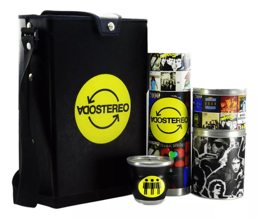 Soda Stereo Mate Set Ultimate with Stylish Bag, Mate, Yerba Holder, Sugar Dispenser, Thermos Cover - Set Matero Soda Stereo