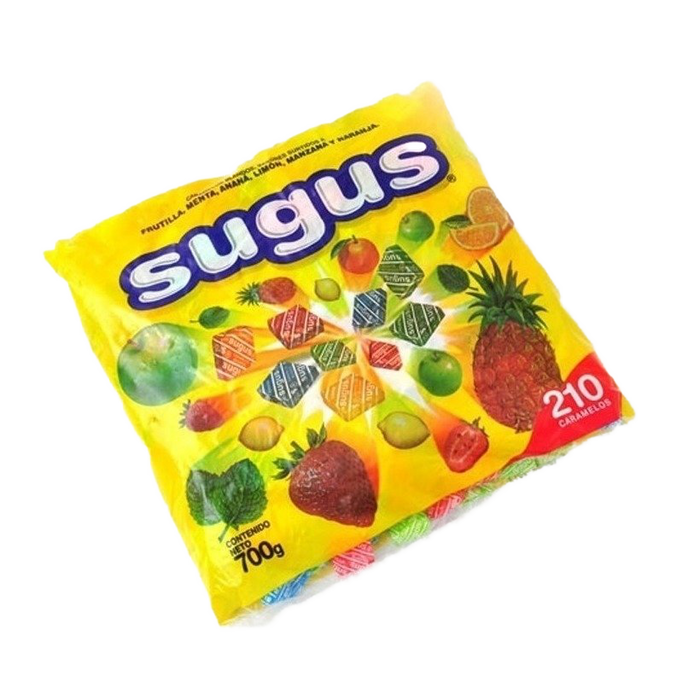 Sugus Soft Candy Blocks Assorted Flavors Strawberry, Orange, Pineapple, Mint, Lemon & Green Apple, Gluten-Free, 700 g / 24.7 oz bag