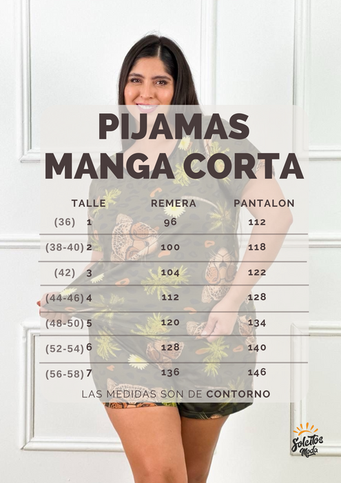 Solcitos Moda - Elegant Short Sleeve Fátima Model Pajamas - Comfy Sleepwear - Pijamas de Manga Corta Modelo Fátima