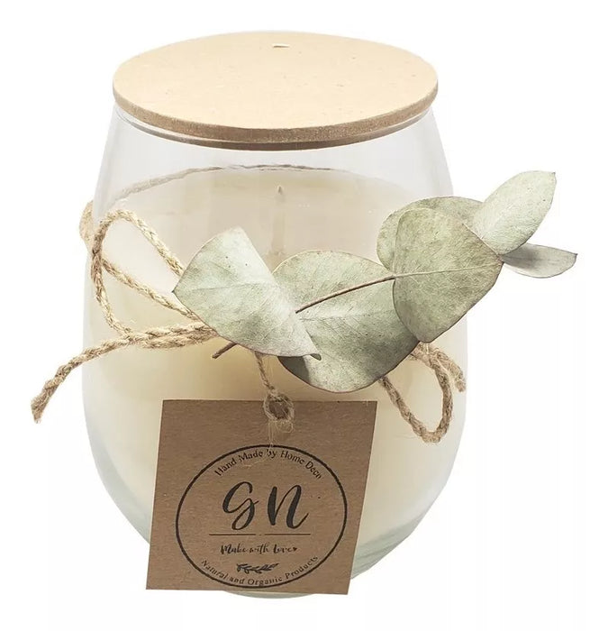 Soy Wax Candle in Glass with Wooden Lid - Aromatherapy Elegance