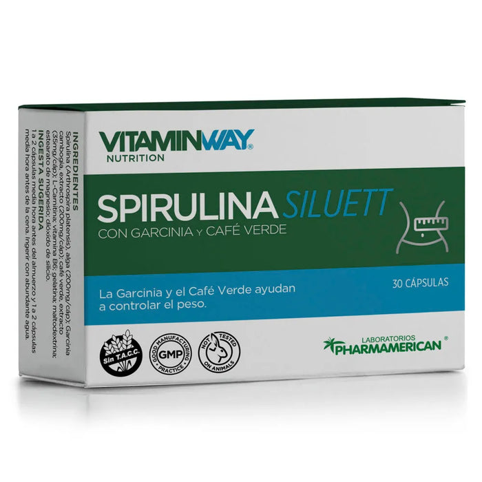 Spirulina Siluett Dietary Supplement - 30 Capsules, Vitamin Way