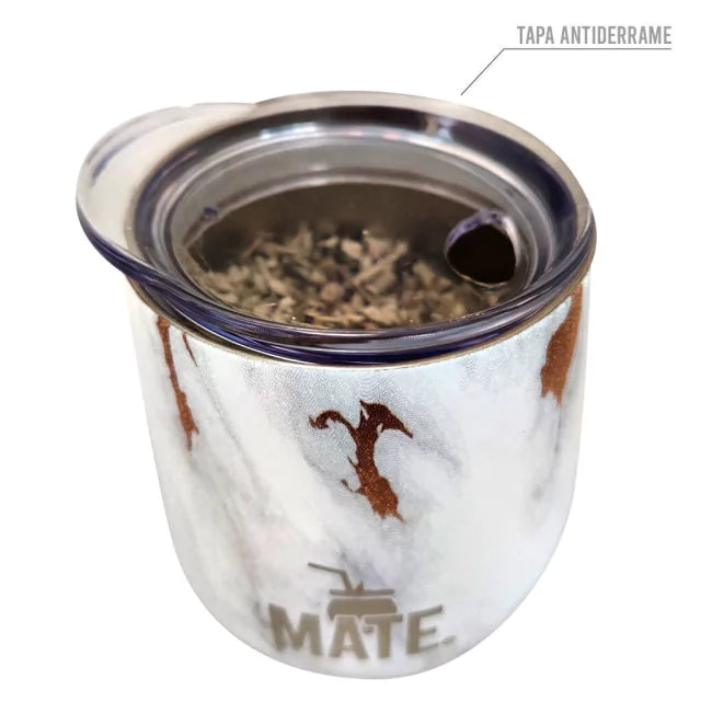 Stainless Steel Marble MATE INNOVA: Spill-Proof Lid, Includes Straw