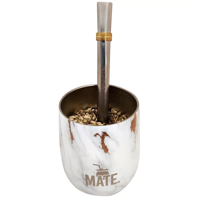 Stainless Steel Marble MATE INNOVA: Spill-Proof Lid, Includes Straw