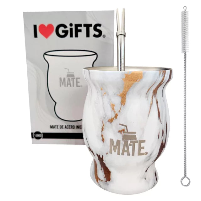 NATIVO Marble Mate: Stainless Steel, Includes Bombilla – Exquisite Elegance