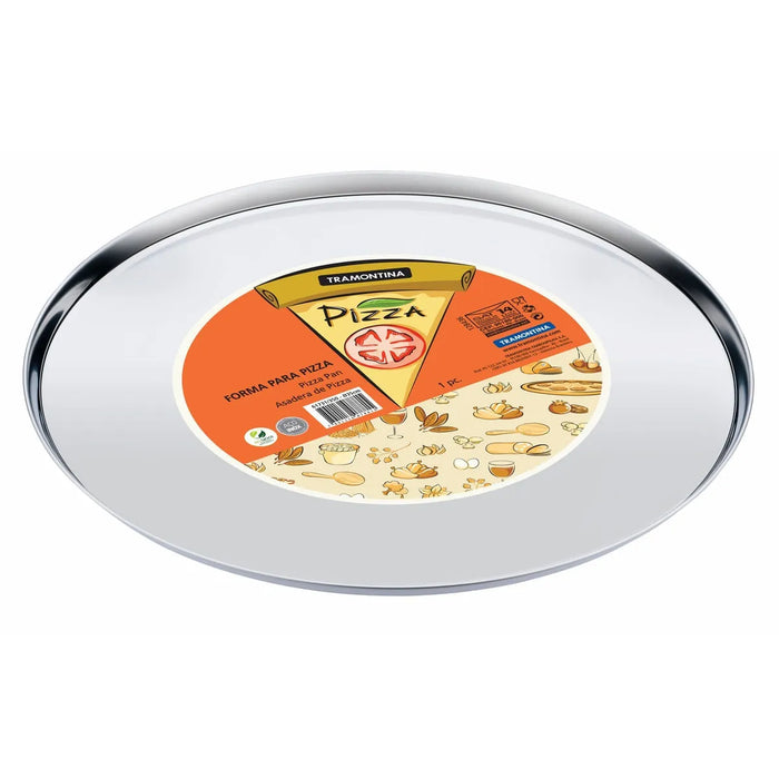 Stainless Steel Pizza Pan - 35 cm Diameter, Professional Service for Crispy Pizzas