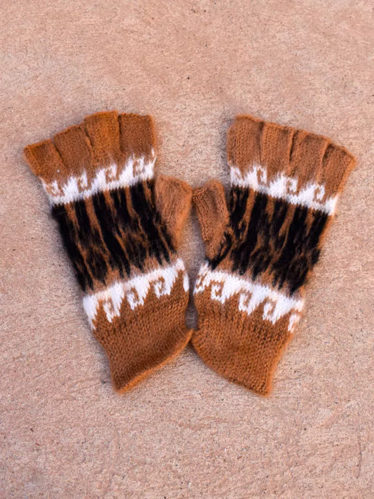 Stylish Fingerless Wool Mittens from Humahuaca, Jujuy - Warm and Cozy Handcrafted Gloves (Brown)