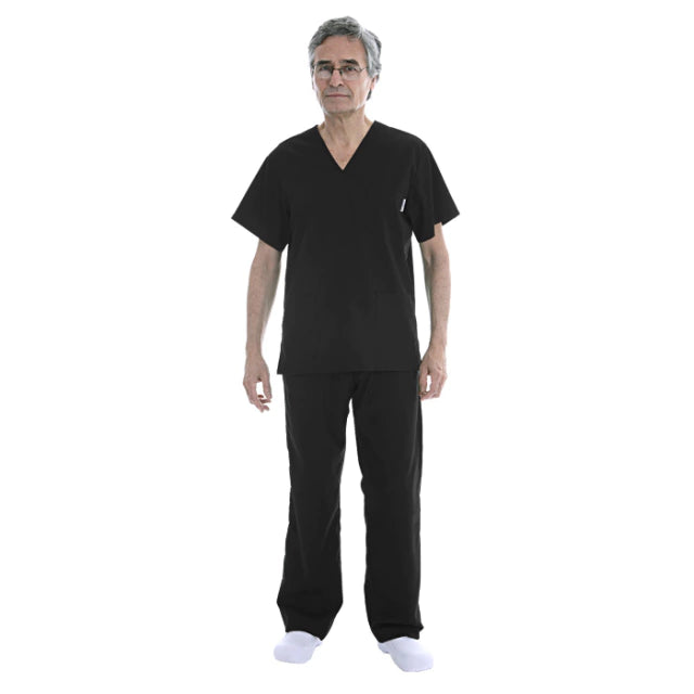 Suedy Uniform Classic Unisex: Arciel Fabric, 3 Spacious Pockets, Top-Quality Ambo (Black)
