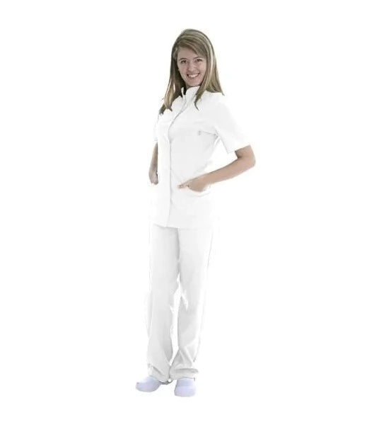 Suedy Women's White Suit - 3 Spacious Pockets - Button - Up Jacket - Arciel Fabric