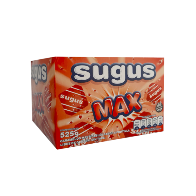 Blocos de doces macios Sugus Max Frutilla com sabor de morango sem glúten, caixa de 525 g / 1,15 lb 