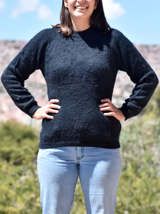 Super Cozy Alpaca Wool Buzo: Unisex, Plain Design, Warm and Stylish (Black)