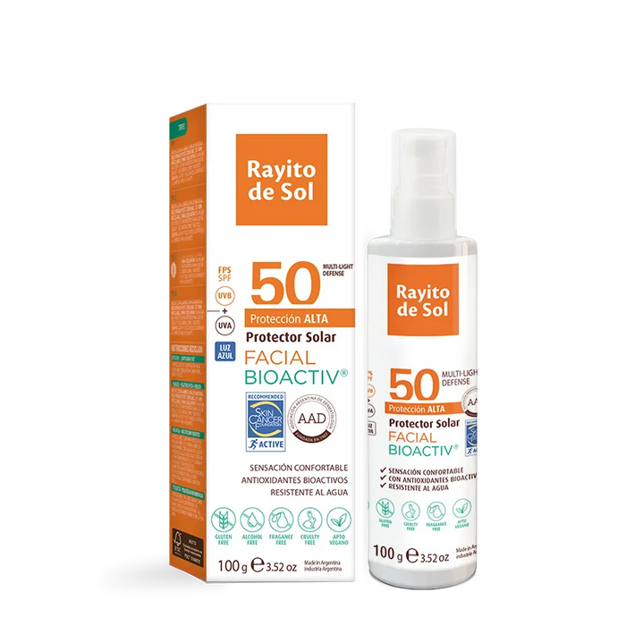 Rayito de Sol | Super Size BIOACTIV Facial Sunscreen SPF 50 | Dispenser Valve | 100 g / 3.52 fl oz