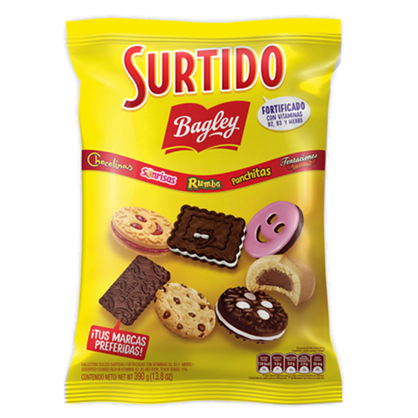 Surtido Bagley Assorted Galletitas Cookies Sonrisas, Chocolinas, Tentaciones, Rumba, Panchitas &amp; Cindor, saco de 398 g / 14,03 oz 