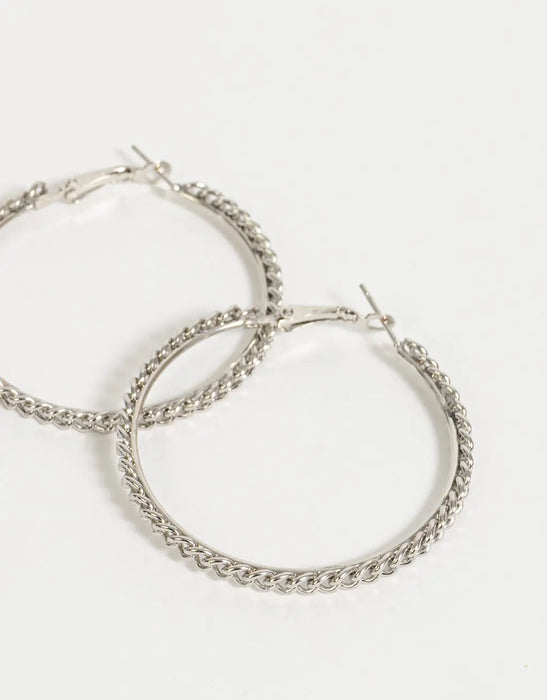 TODOMODA | Chain Hoop Earrings - Stylish Fashion Accessories for Trendy Style | Silver