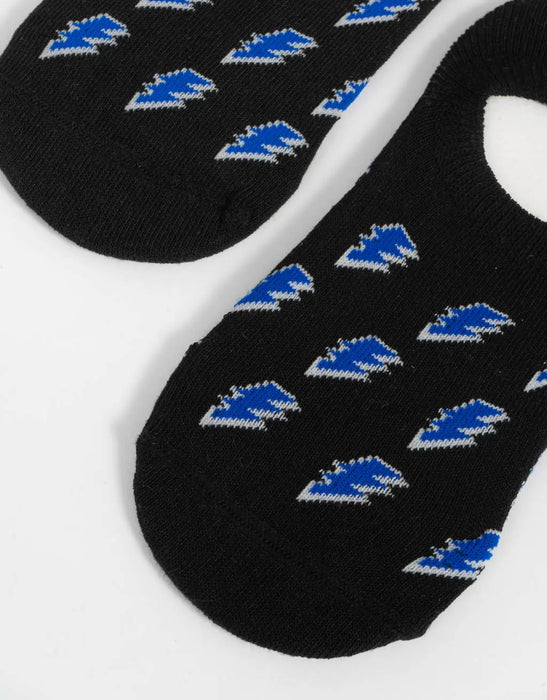 TODOMODA | Cotton Black & Blue Lightning No-Show Socks - Stylish Comfort