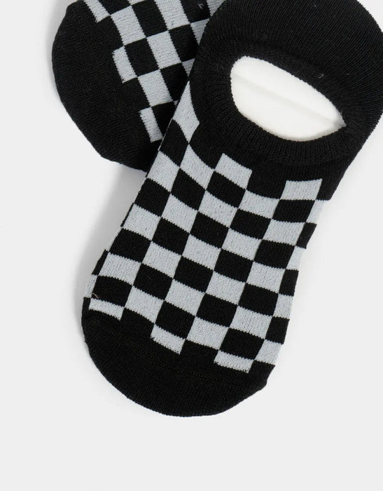 TODOMODA | Cotton Checkered No-Show Socks - Black & White Comfort