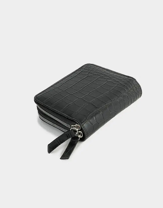 TODOMODA | Glossy Croco Charol Wallet with Double Closure - Chic & Practical
