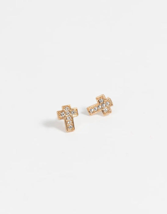 TODOMODA | Stylish Cross Hoop Earrings with Strass - Fashion Statement