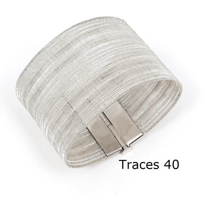 Traces 40mm Fine Silver Handwoven Silver Strand Bracelet | Elegant Accessory