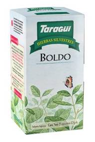 Taragüi Boldo Tea Bags Natural Digestive Herbs Ideal for After Meals, 25 tea bags