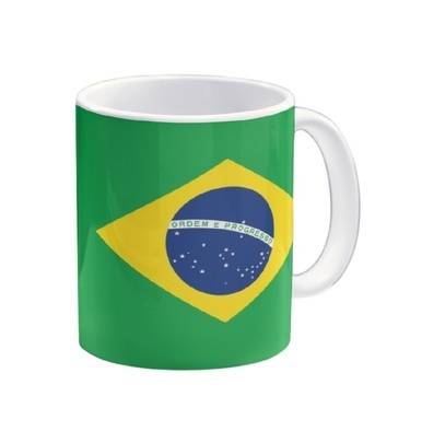 Taza Bandera Brasil Caneca de Café Xícara de Chá Design Brasil - Copo de Cerâmica Impresso em Ambos os Lados 