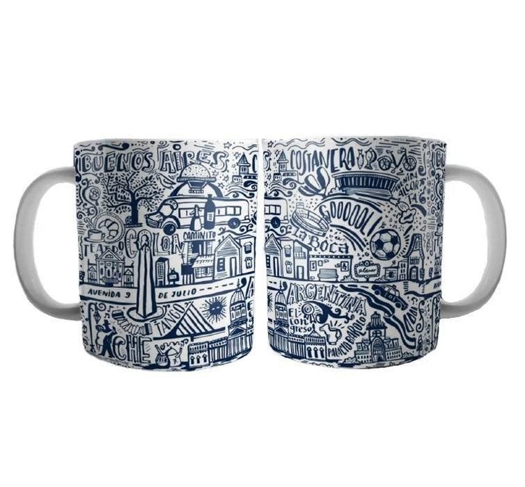 Taza Buenos Aires City Íconos Buenos Aires Coffee Mug Tea Cup Buenos Aires Icons Design Ceramic Cup (All Printed)