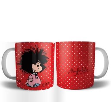 Taza Mafalda Despeinada Caneca de Café Xícara de Chá Mafalda Design - Xícara de Cerâmica Impressa em Ambos os Lados 