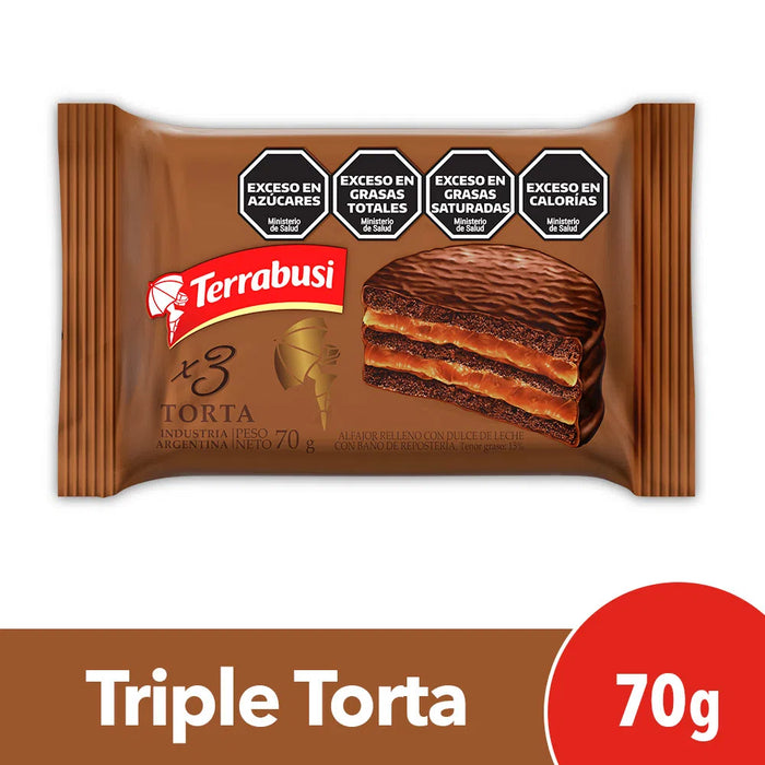 Terrabusi  Alfajor Torta Minicake Triple with Dulce de Leche, 70 g - 2.5 oz (pack of 6)