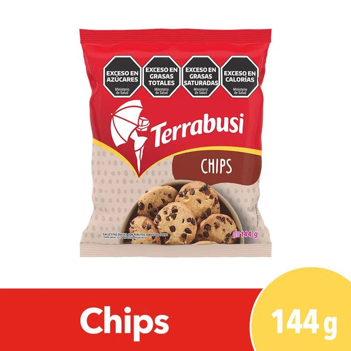 Terrabusi Chips Cookies Classic Sweet Cookies with Chocolate Chips, 144 g / 5.07 oz ea (pack of 3)