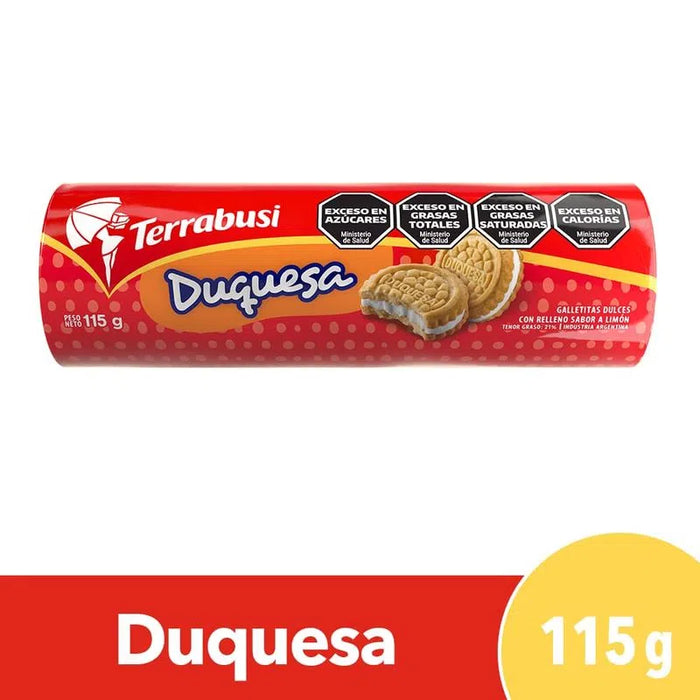 Terrabusi Duquesa Galletitas Biscoitos de Baunilha com Recheio de Limão, 115 g / 4,05 oz (embalagem com 3) 