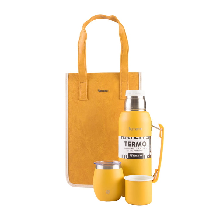 Terrano | Stainless Steel Combo: Mate with Lid, Thermos, and Mate Bag Set | Set Matero