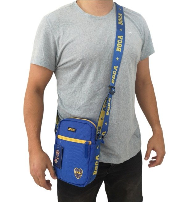 The Hincha House Official Boca Juniors Sling Bag - Exclusive Polyester Design with Embossed BOCA Logo - Sturdy Construction, Adjustable Strap, Metal Zippers - Ideal for True Fans - Bandolera Oficial Boca Juniors