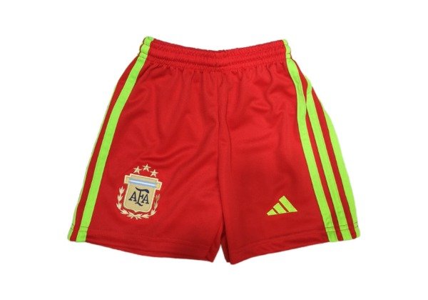 The Hincha House Red Dibu Martínez 3-Star Kid's Shorts - Premium Quality Soccer Apparel - Short Dibu Martínez Rojo 3 Estrellas Niño