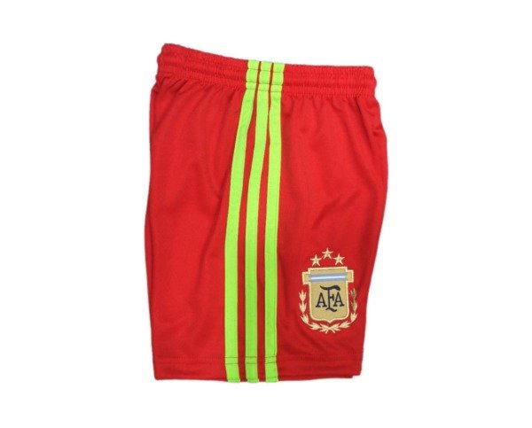 The Hincha House Red Dibu Martínez 3-Star Kid's Shorts - Premium Quality Soccer Apparel - Short Dibu Martínez Rojo 3 Estrellas Niño