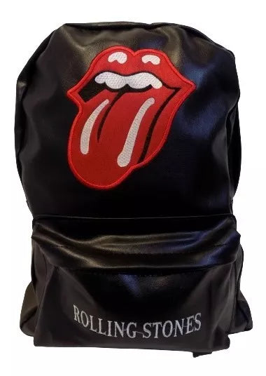 The Rolling Stones Embroidered Leather Backpacks - Rocker Chic Icons for Your Stylish Adventures