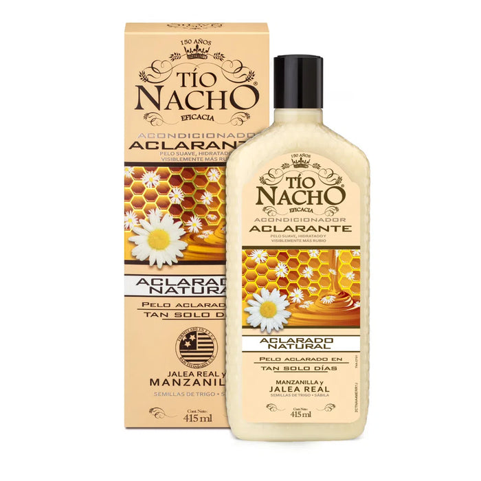 Tío Nacho Acondicionador Aclarante Natural Lightening Hair Conditioner with Royal Jelly & Chamomile, 415 ml / 14 fl oz bottle