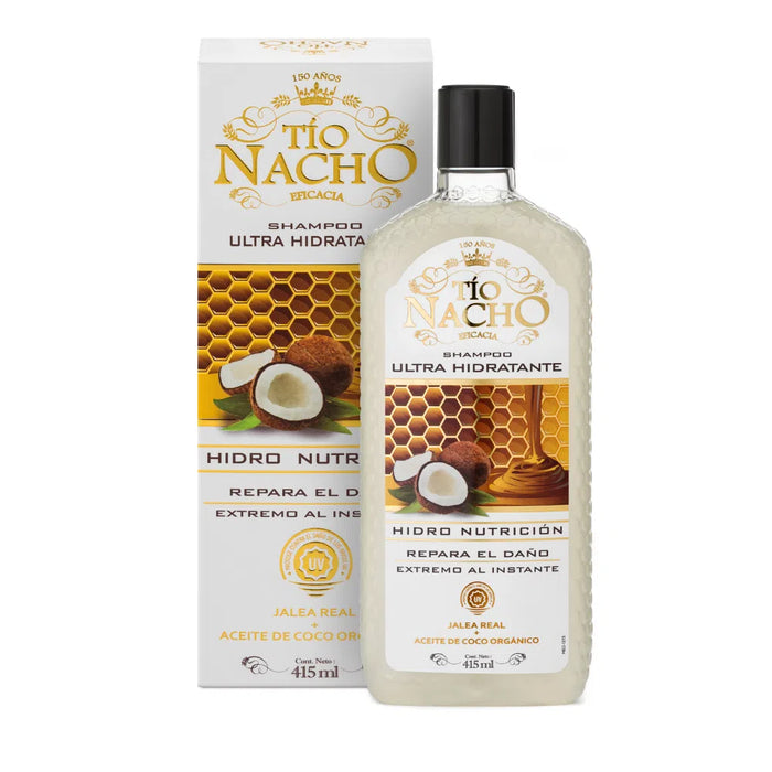 Tío Nacho Shampoo Ultra Hidratante Shampoo Ultra Hidratante com Geléia Real e Óleo de Coco Orgânico, frasco de 415 ml / 14 fl oz 