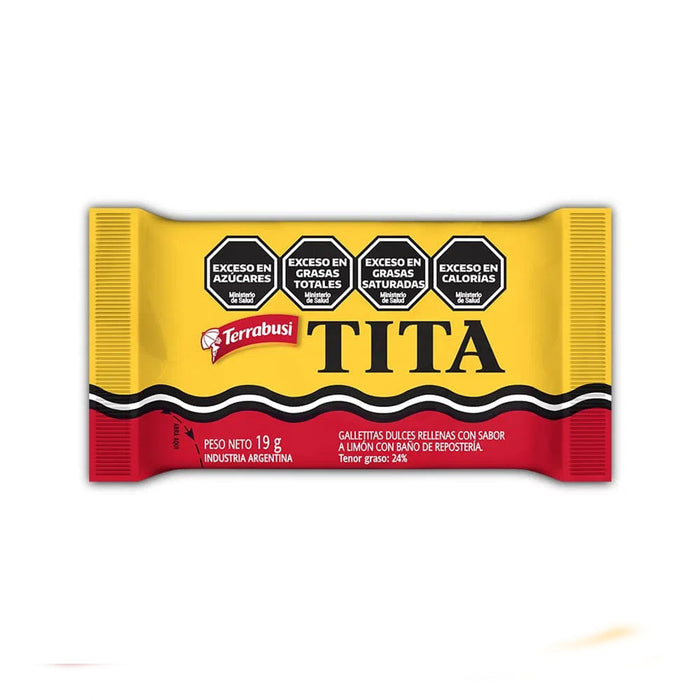 Tita Tempting Chocolate-Coated Lemon Cream-Filled Cookies - Family Box of 36 x 19 g / 0.67 oz