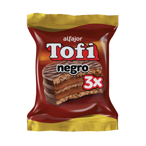 Tofi Alfajor Negro Triple Milk Chocolate Alfajor Filled with Dulce De Leche, 73 g / 2.57 oz (pack of 6)