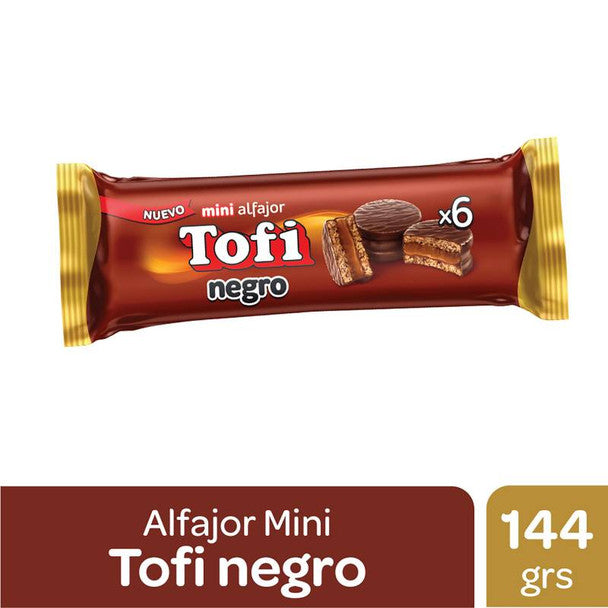 Tofi Mini Alfajor Negro Milk Chocolate Alfajor Filled with Dulce De Leche, 144 g / 5.07 oz