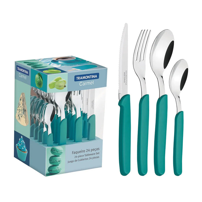 Tramontina Carmel 24-Piece Stainless Steel Cutlery Set - Adds Color, Joy, and Lightness to Every Moment
