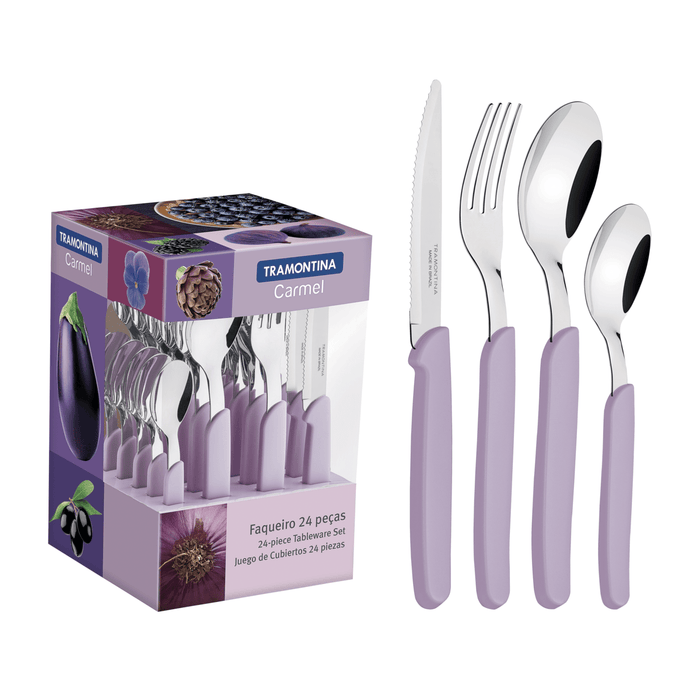 Tramontina Carmel 24-Piece Stainless Steel Cutlery Set - Adds Color, Joy, and Lightness to Every Moment