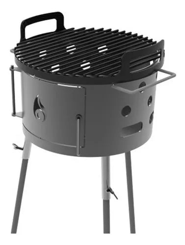 Tromen Duomo Portable 380 Enamelled Iron Black Charcoal Grill - Cook with Style