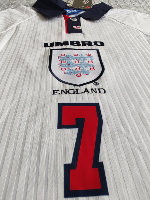 Umbro England Retro 1998 Home Jersey - Long Sleeve, Beckham 7 - Relive World Cup Glory