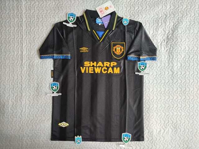 Umbro Manchester United Retro 1993-95 Black Away Jersey - Authentic Vintage Soccer Shirt